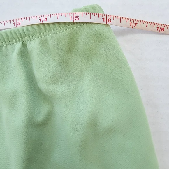 Mint Green 2 Piece Pleated Ruffle Chiffon Jewel Pin Top & Midi Skirt Set - Picture 8 of 16